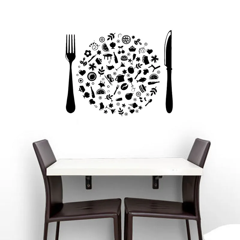 

All Kinds Of Food Creative Pattern Design Wall Stickers Cutlery Wall Decals Waterproof For Dining Room Decoration