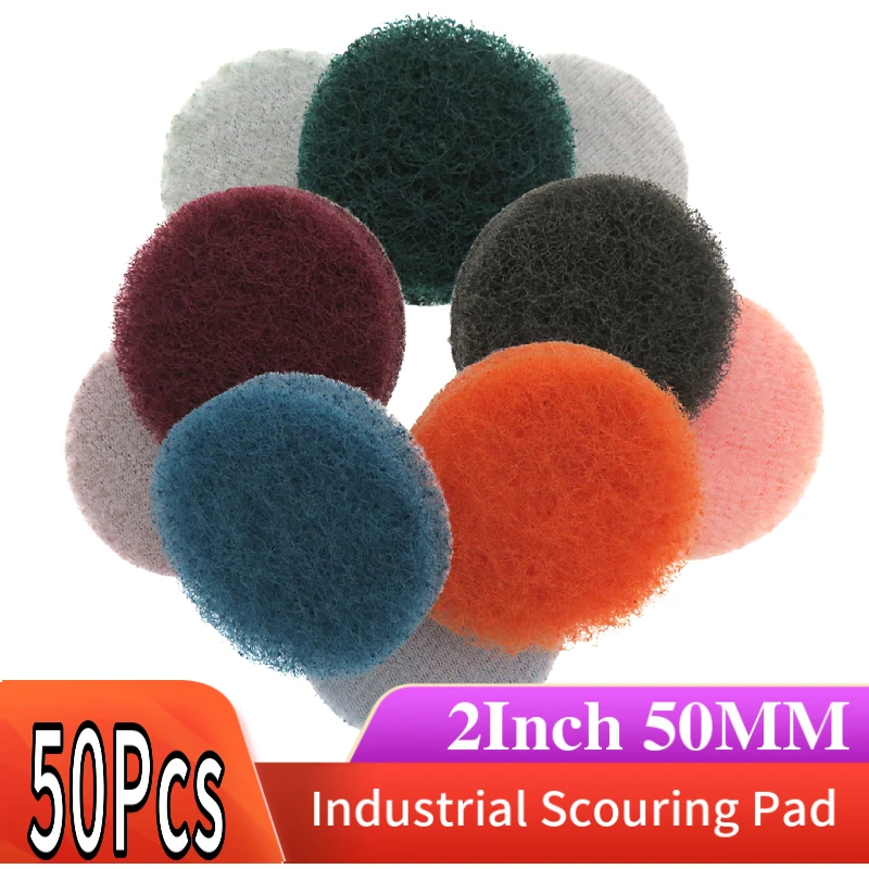 

50 PCS 2 Inch Multi-purpose Flocking Scouring Pad Round 400-2000 Grit Industrial Heavy Duty Nylon Cloth for Polishing & Grinding