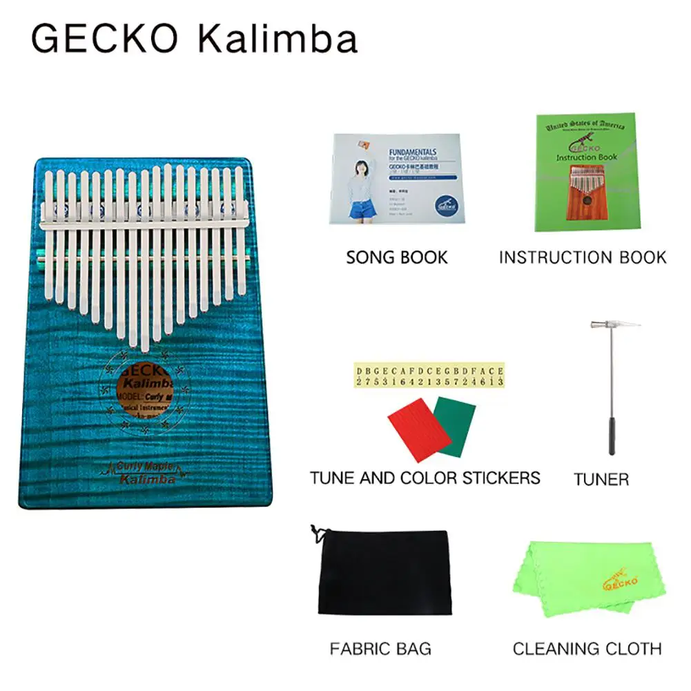 17 Key Thumb Piano Kalimba in C Tone Music Instrument Toy Gift Portable Solid Wooden For Begineer | Спорт и развлечения