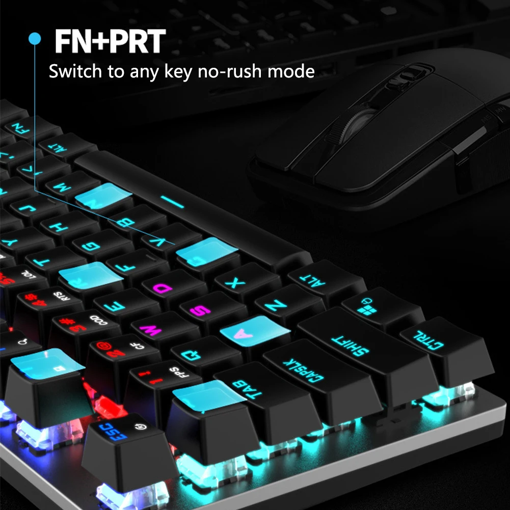 

104 Keys For Desktop USB Computer Accessories Universal Gaming Mechanical Wear Resistance Ergonomic Wired Keyboard RGB Backlight