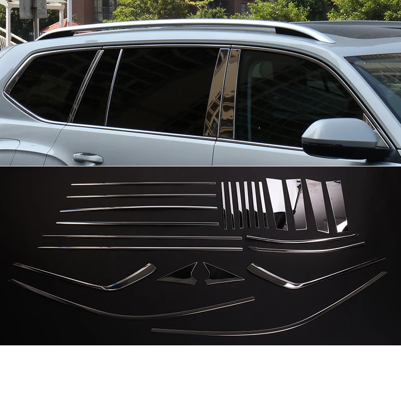 2 sides silver Lsrtw2017 для Volkswagen Atlas Teramont Vw окна автомобиля хромированная отделка салонные аксессуары - Название цвета: 2 sides silver