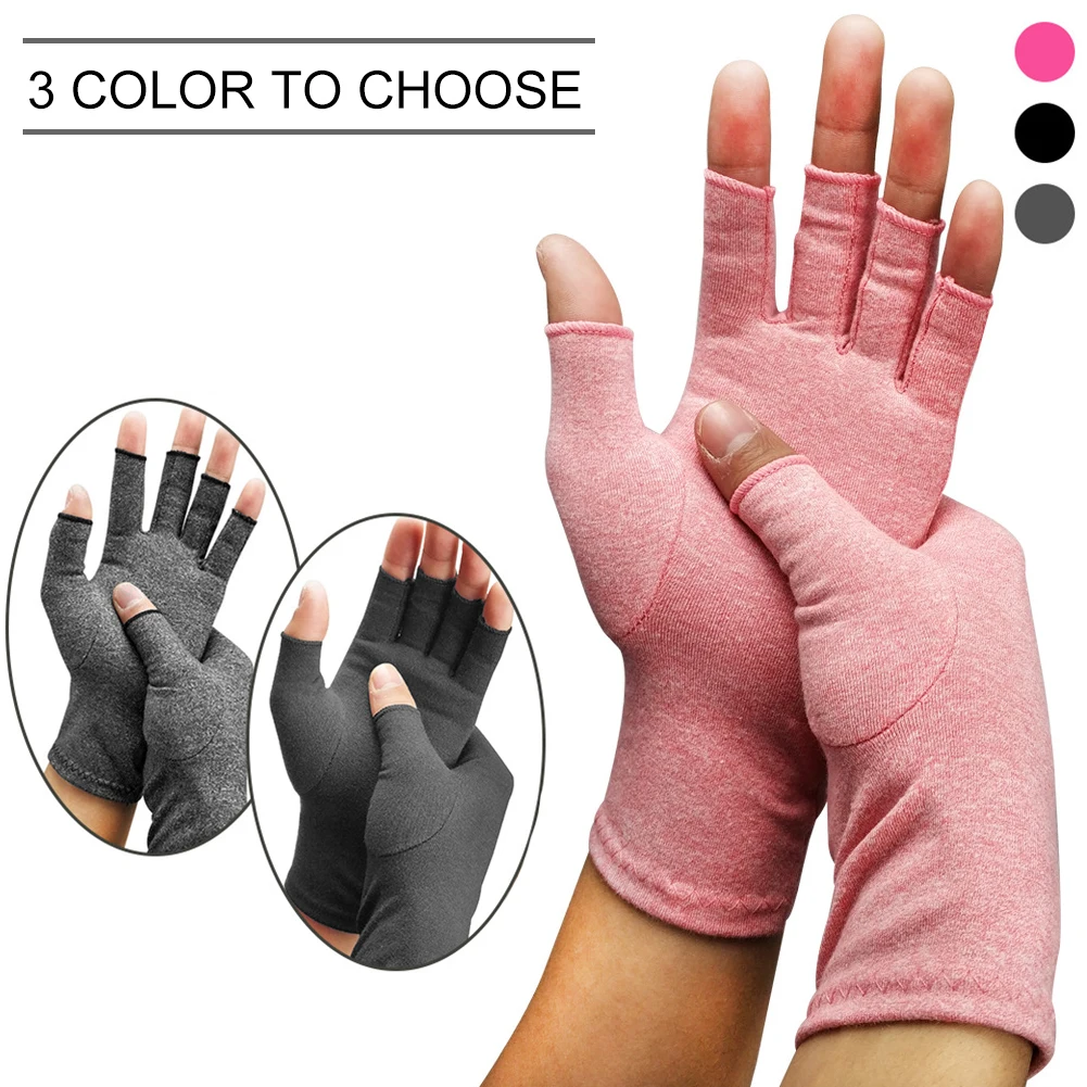 

1pair Joint Pain Health Care Compression Gloves Training Unisex Elastic Relief Therapy Hand Arthritis Half-finger Washable