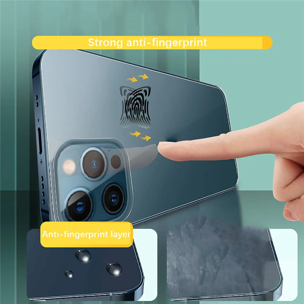 For iPhone 12 Clear Rear Tempered Film Anti-fall Back Protective Glass Film Full Screen for iPhone 12 Pro Max Smartphone