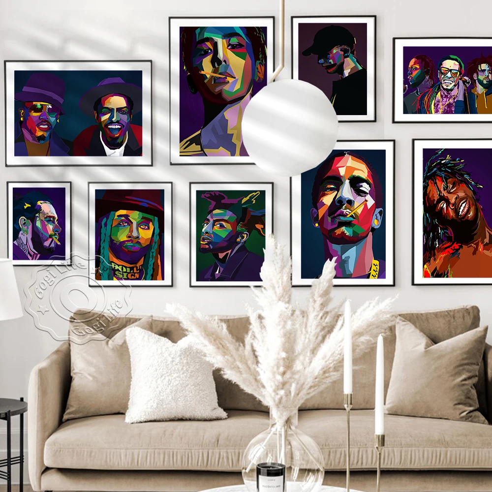 

Hip Hop Rapper Retro Art Poster, Rap Music Singer Pop Art Wall Picture, Bar Pub Club Backdrop Decor, Vintage Decorative Painting