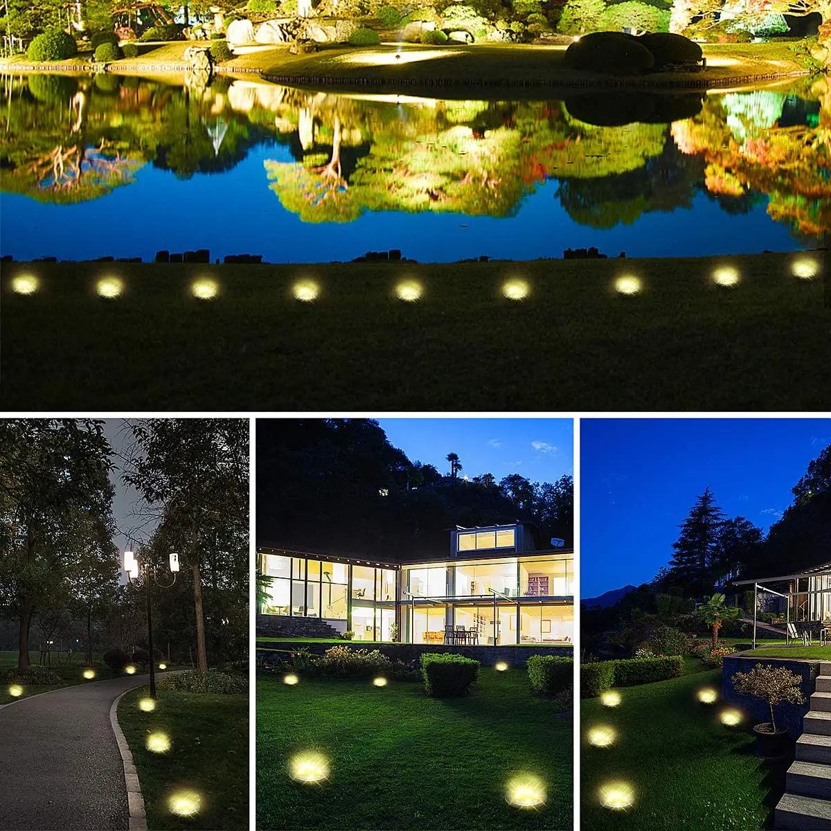 

4pcs Solar Powered Ground Lights Waterproof Outdoor Garden Pathway Deck Lights with 4/8/12Led Lamp for Yard Driveway Lawn Road