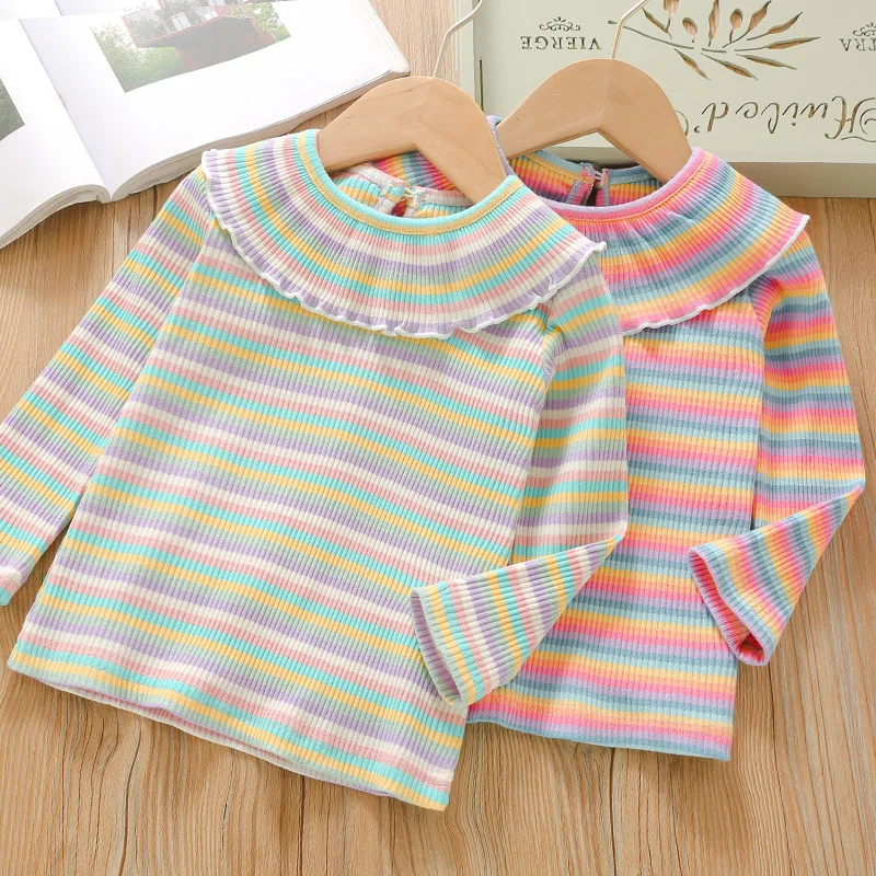 

Children's clothes cartoon children's clothes girls long-sleeved children rainbow color bottoming shirt spring autumn T-shirt