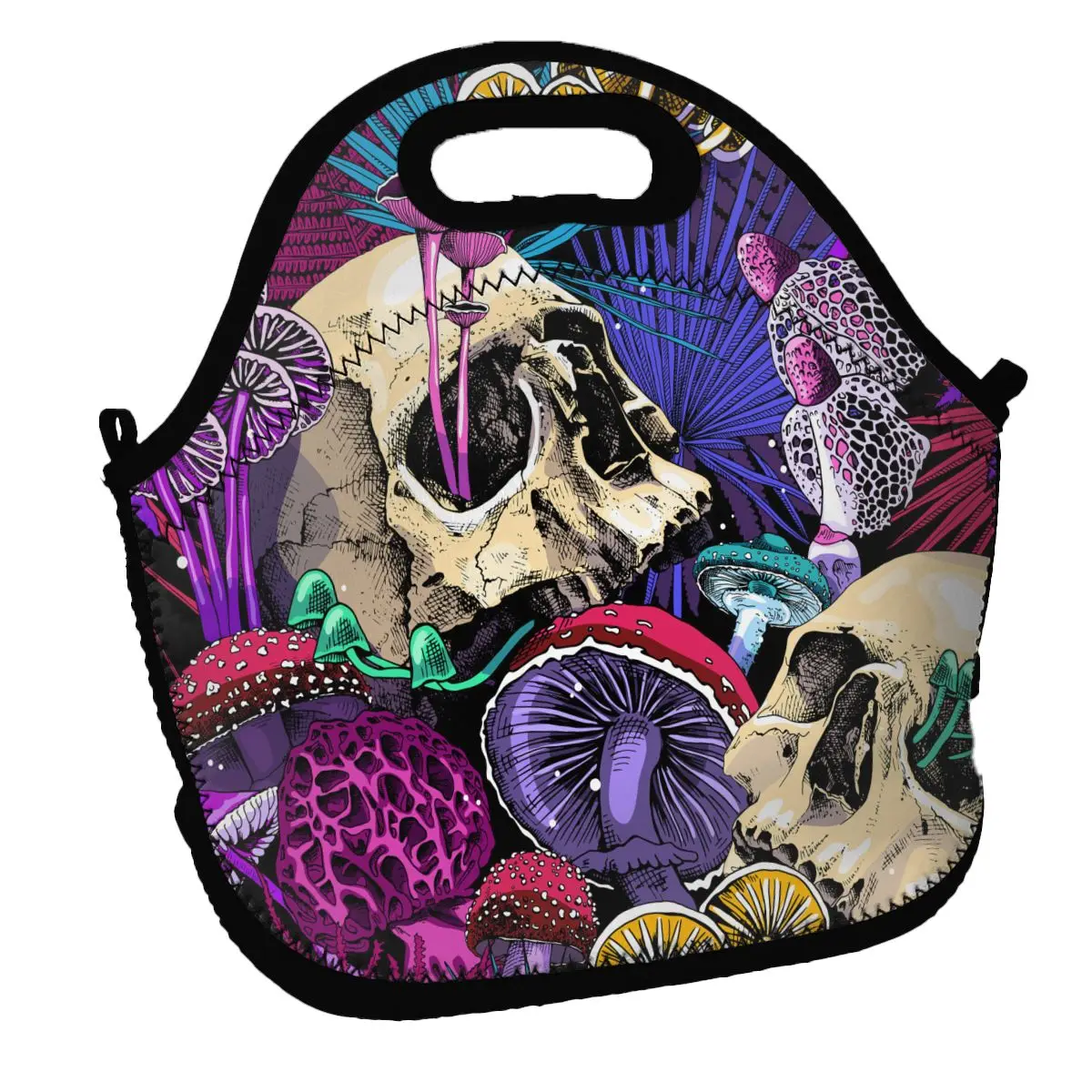 

Портативный термоконтейнер для обеда Bento с изоляцией, психоделические грибы и черепа, сумка для хранения пикника, сумки для обедов