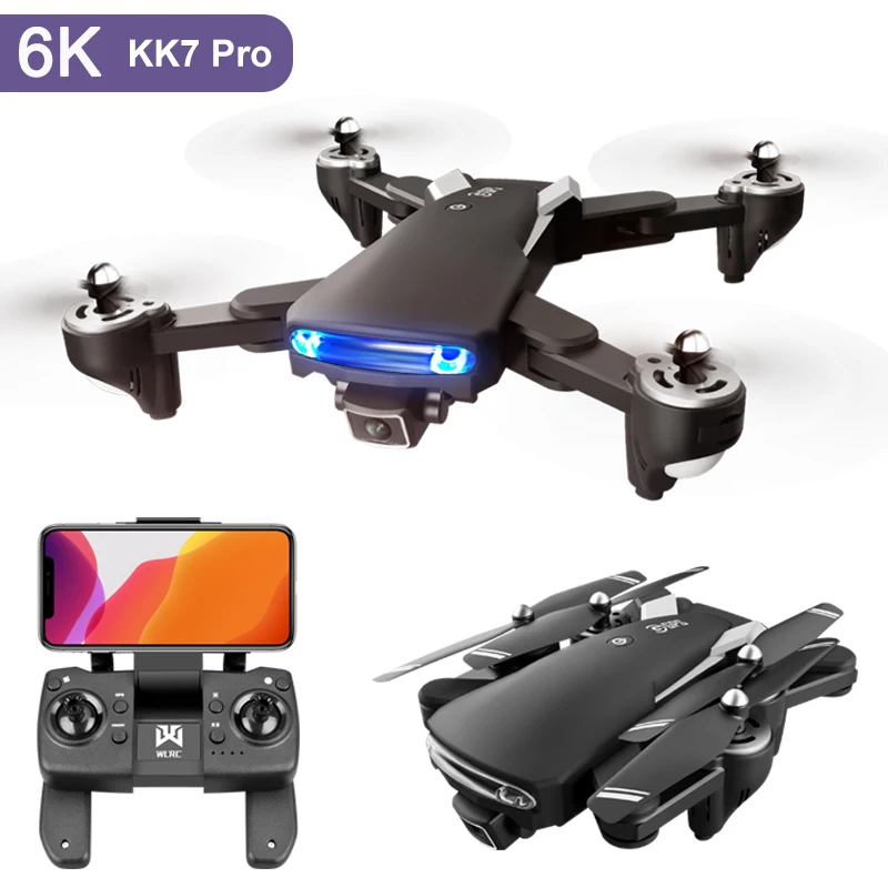 Квадрокоптер KK7 Pro складной двойная камера 6K 5G Wifi GPS | Игрушки и хобби