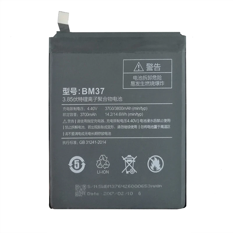 

DCTENONE Phone Battery BM37 For Xiaomi Mi 5s Plus International Version Cellphone Battery 3800mAh High Capacity PCB Lithium Poly