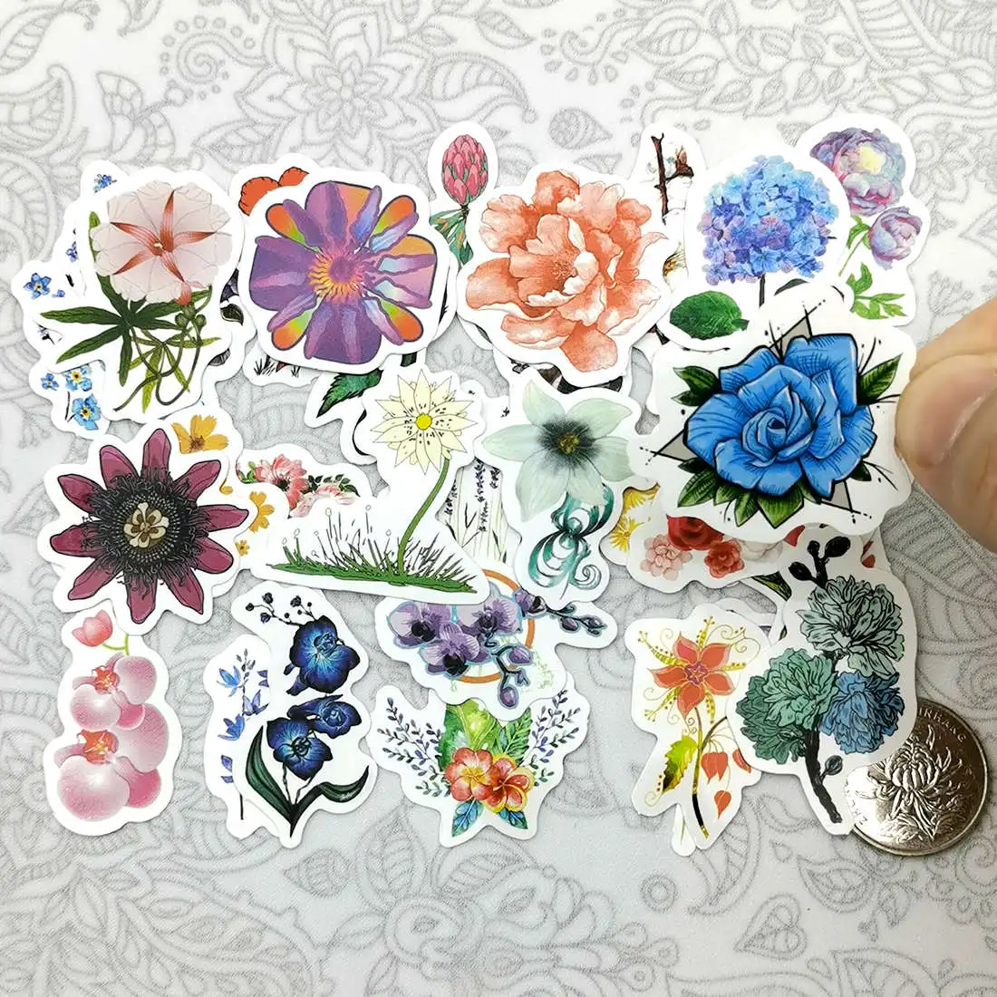 

42 шт. Милые мини красочные цветочные растения Kawaii Art Pattern дневник записки тетрадь канцелярские телефон наклейки для ноутбуков детские игрушки