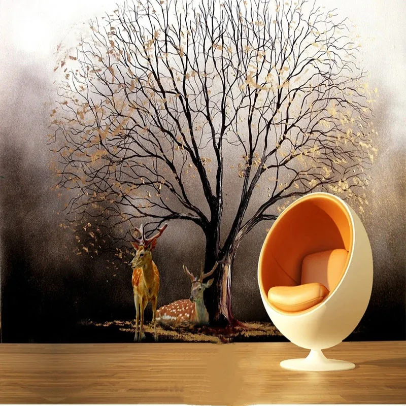 Фото Пользовательские фото обои мраморная текстура 3D Золотое большое дерево Сика