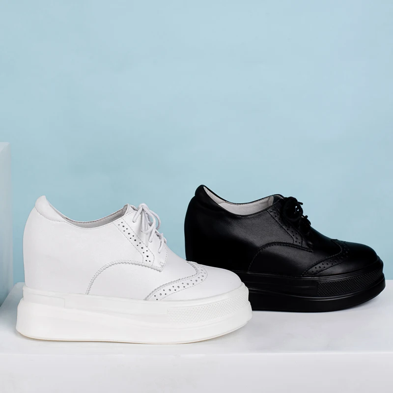 

MStacchi New Women Platform Wedges Lace-Up Shoes Woman Round Toe Cow Leather High Heels Pumps Mujer Casual Sneakers Oxfords Shoe