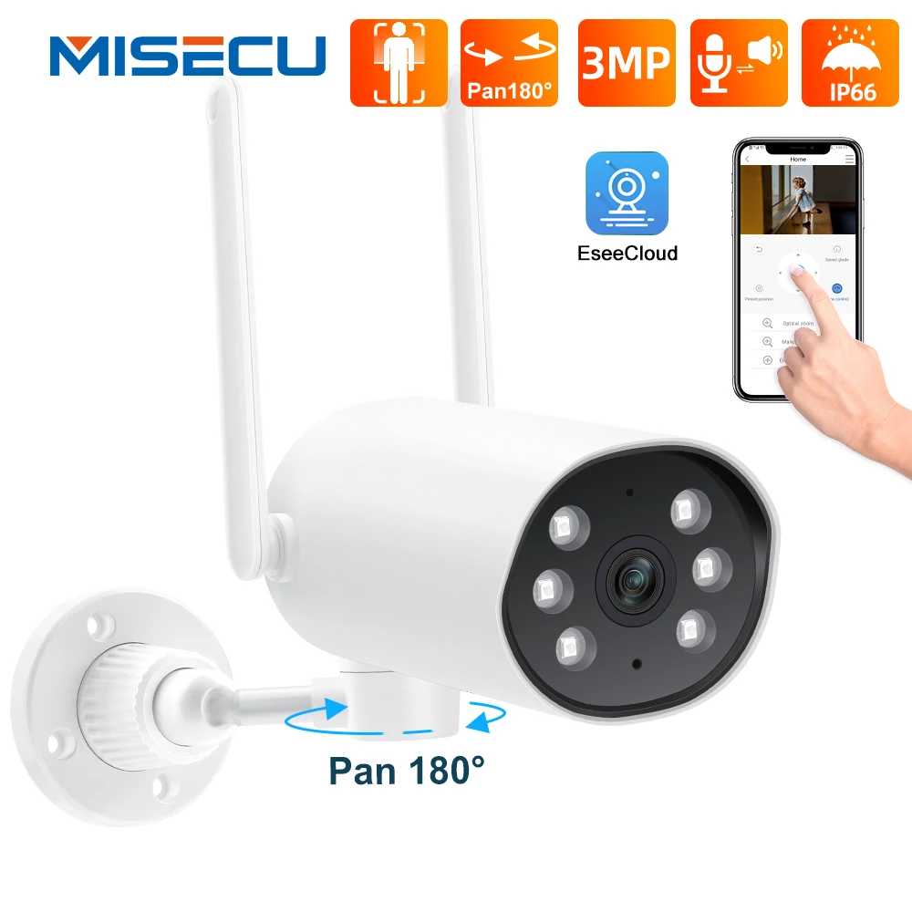 Беспроводная уличная PTZ камера MISECU HD 3 Мп Wi Fi запись звука в двух направлениях
