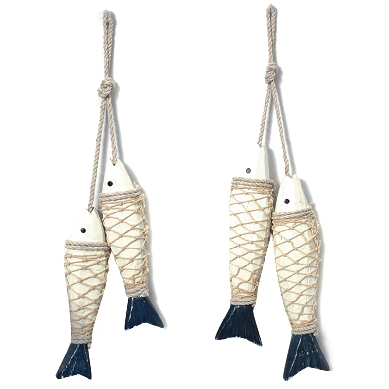 

Natural Wood Fish Wall Decoration Handcraft Mediterranean Wall Art Coastal Wooden Hanging Decor