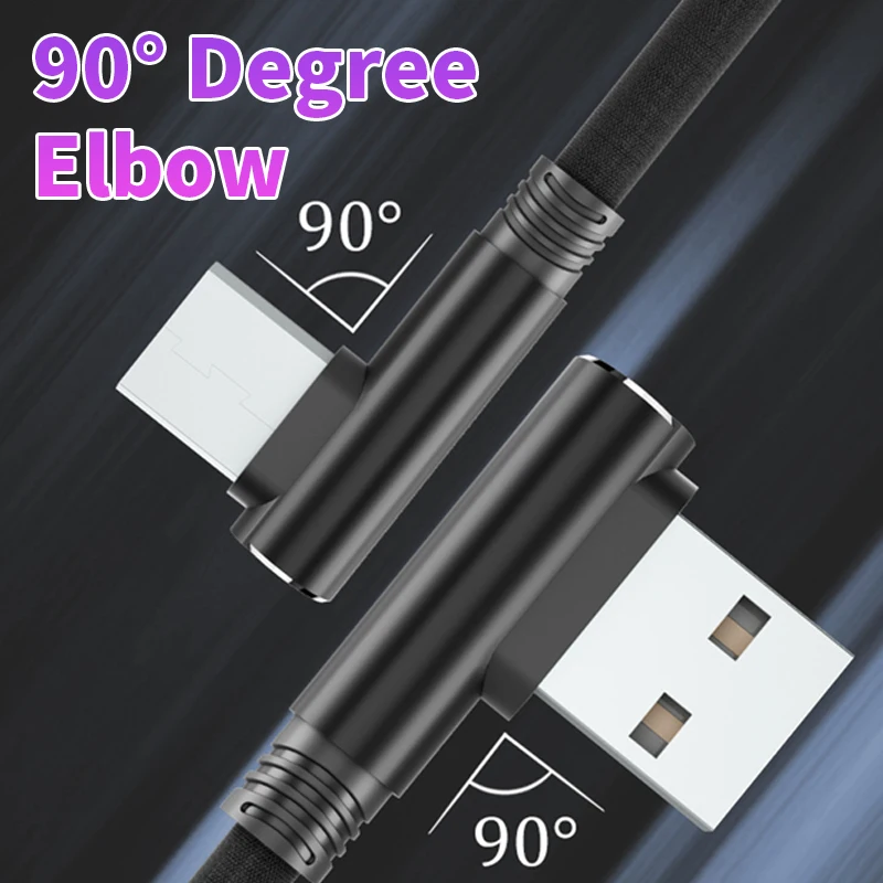Кабели USB Type C для передачи данных 90 градусов коленчатый провод 2 0 А быстрая