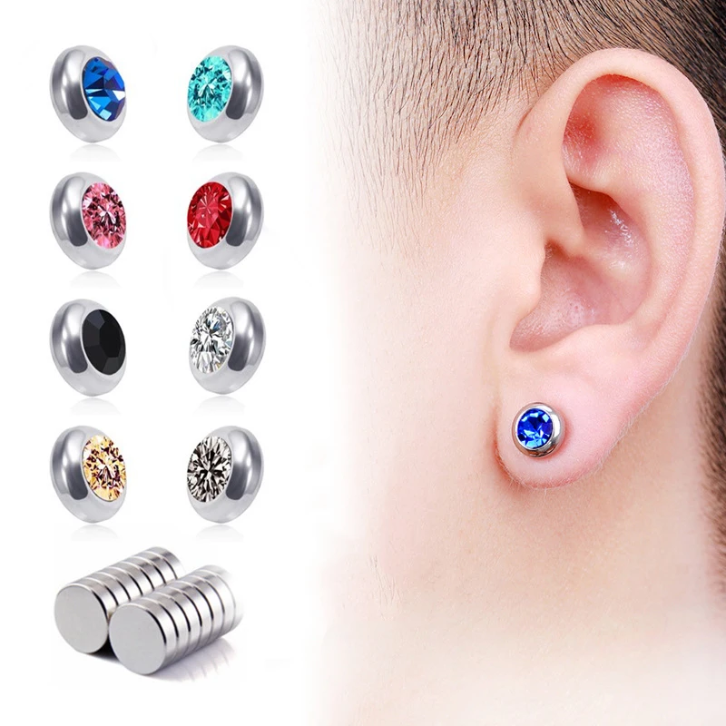 8 мм в стиле панк из нержавеющей стали поддельный пирсинг Магнитный