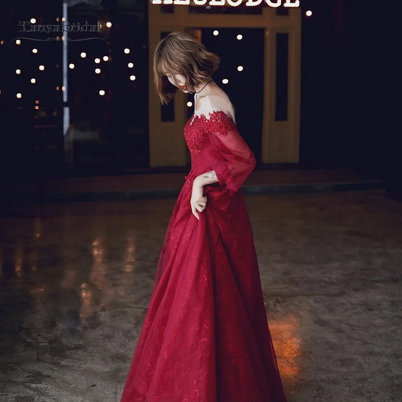 Платье для выпускного вечера с рукавами иллюзийный вырез сексуальное