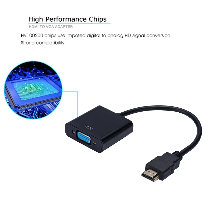 Переходник HDMI (штекер)/VGA (гнездо) HD цифро-аналоговый преобразователь |