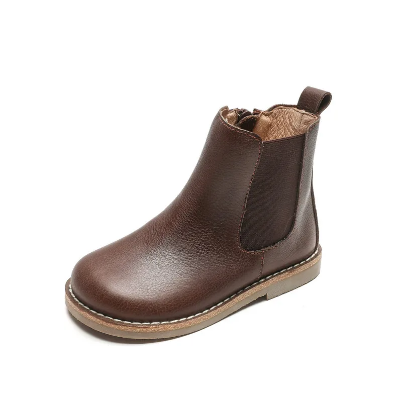 

Children Boys Chelsea Retro Leather Boots Toddler Infant 2021 Autumn Winter Kids Girls Vintage Ankle Coffee Thin Shoes