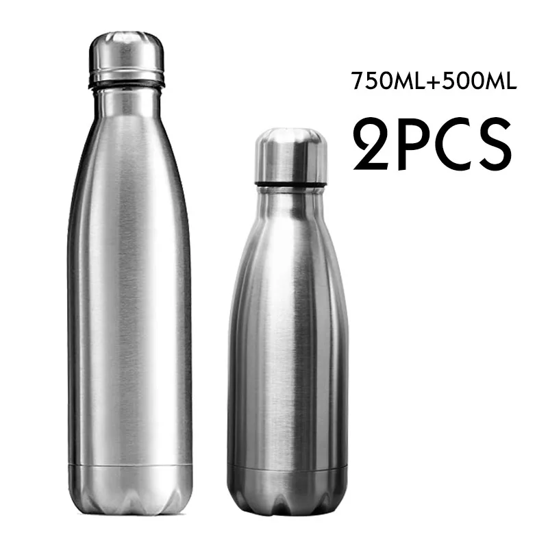 500ml 750ML 750 мл Спортивная бутылка для воды с одной стенкой из нержавеющей стали, неизолированные стальные бутылки для воды, многоразовая защита от проливов без ФМК, чашка для спортзала - Цвет: 500ml 750ML