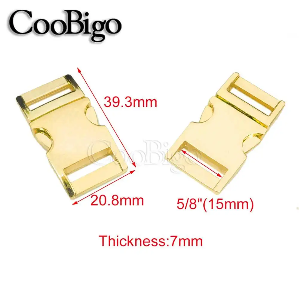 15mm Golden 100 шт металлическая боковая пряжка парашют 550 Паракорд Браслет собачий ошейник ремень лямки открытый рюкзак сумка Запчасти - Цвет: 15mm Golden