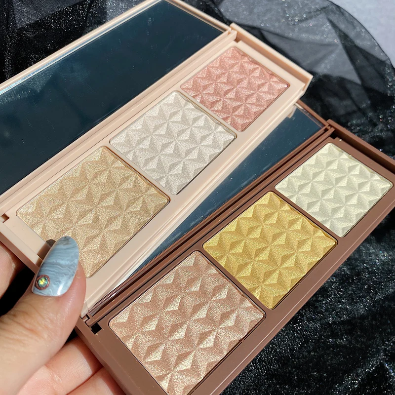 Блестящий хайлайтер 3 цвета палитра для макияжа блестящая текстура блеск