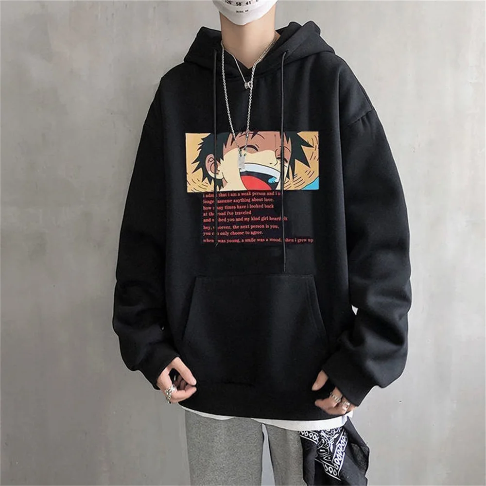 

Черная Женская толстовка с капюшоном в стиле аниме, уличная одежда, толстовка с капюшоном, Женская забавная толстовка с длинными рукавами в ...