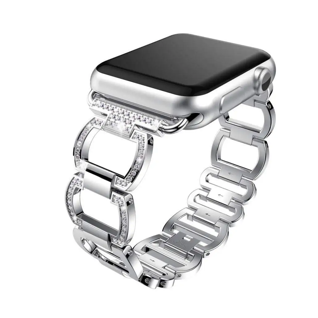 Ремешок из нержавеющей стали для Apple Watch Band горный хрусталь алмазный обруч 38 мм 42 мм серия для Apple Watch 40 мм 44 мм серия 4