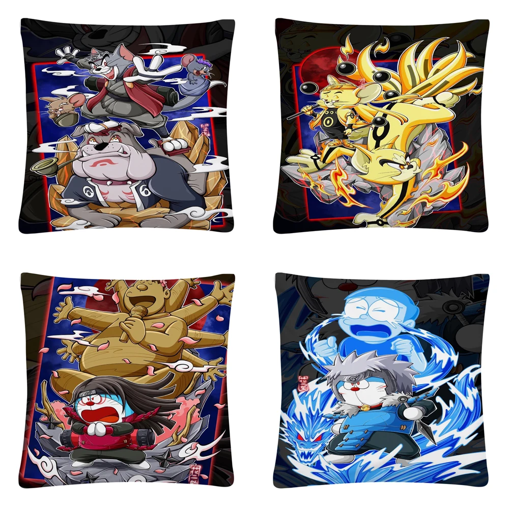 

Cat mouse COS Naruto One Piece pattern Soft Short Plush Cushion Cover Pillow Case for Home Sofa Car Decor Pillowcase 45X45cm