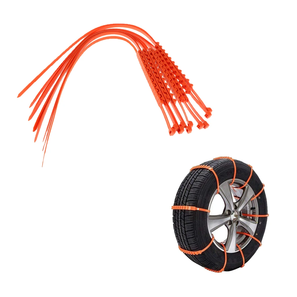 10 PCS Snow Tire Chain Anti-slip Chains For Car Truck SUV Emergency Security Winter Driving,Adjustable Zip-tie