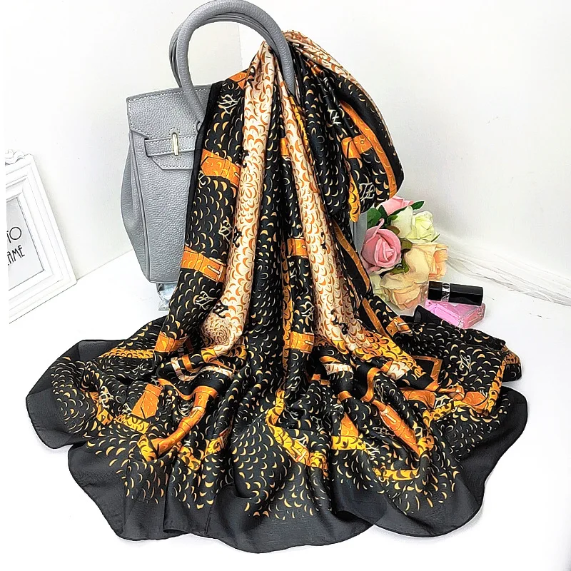 

New Style High-Grade Kerchief Fashion Leopard Print Beach Towel Female Carriage Silk Scarf Summer Bandana Popular 180X90CM Shawl