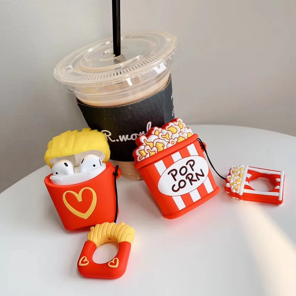 

For AirPods 2 AirPods Case Cute cartoon French Fry/dinosaur baby/avocado silicon headphone Cover For Air pods 2 Case Protect