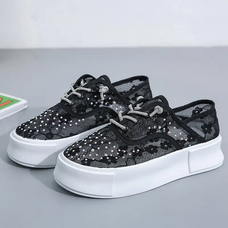 

Fashion women's sports shoes women's shoes Korean mesh ladies shoes women's lace-up white black casual shoes breathable 2021