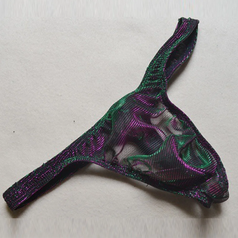 

Men See Through Underwear Fade Color Shiny Briefs Shorts Sexy Bulge Pouch Lingerie Low Waist Underpants Bottoms Panties