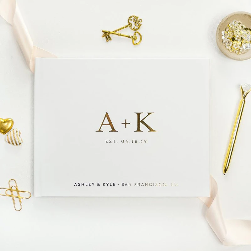 Инициалы Свадебный Гостевая книга по индивидуальному заказу имена дата