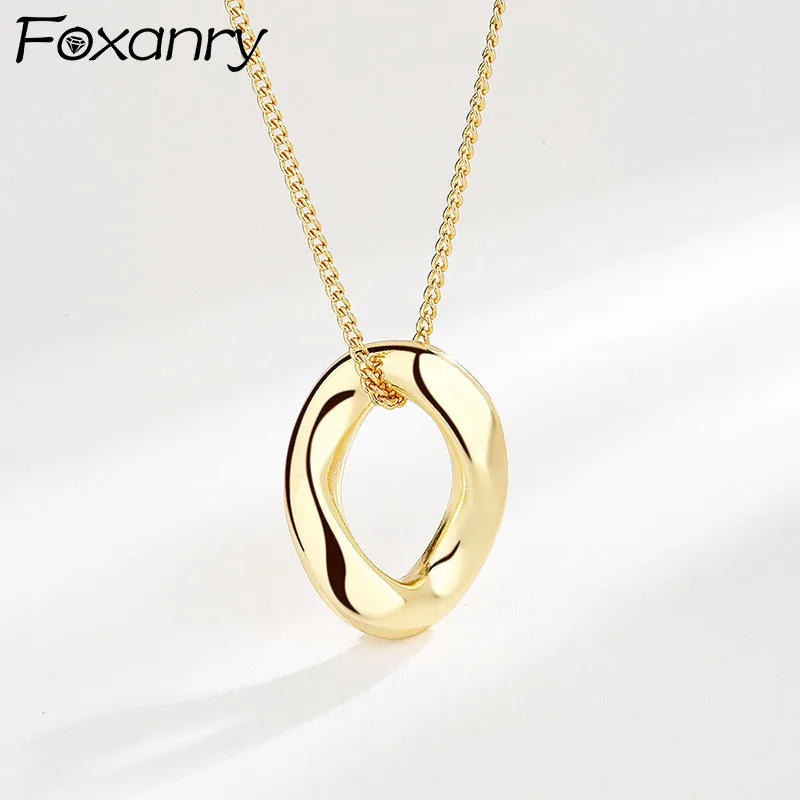 

Цепочка FOXANRY из стерлингового серебра 925 пробы длиной до ключиц, модное элегантное очаровательное простое дизайнерское ажурное вечернее юв...