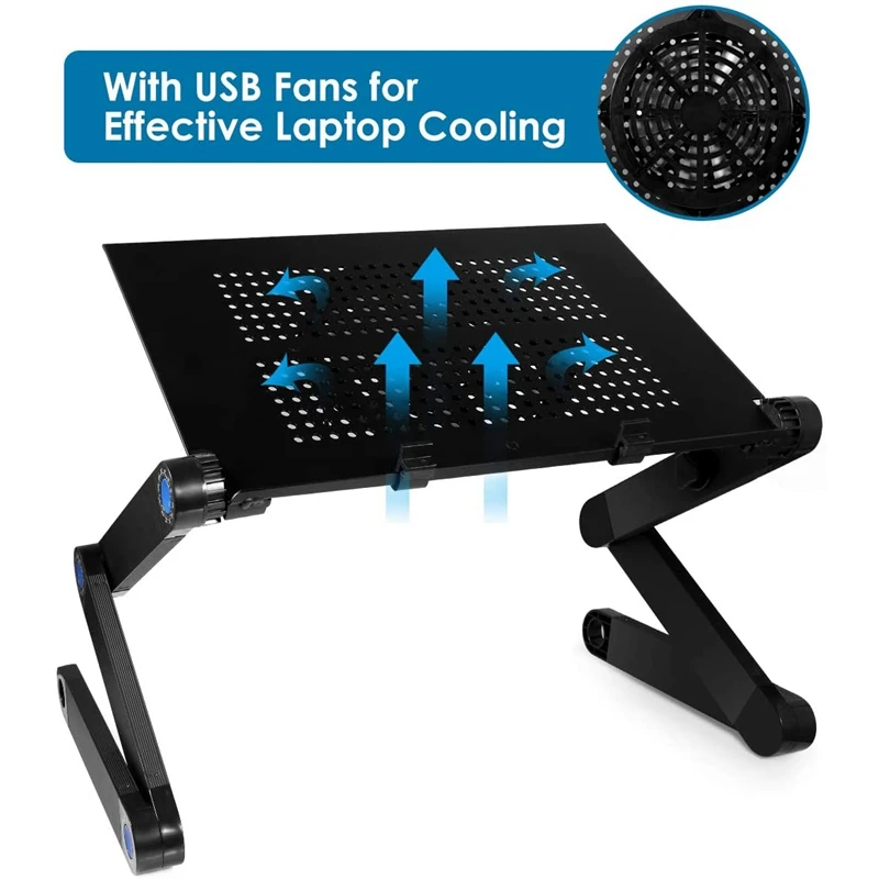 

Laptop Bed Table Adjustable Portable Laptop Workstation Notebook Stand Reading Holder with Large Cooling Fan & Mouse Pad