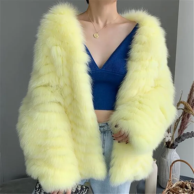 Abrigos mujer invierno 2021 зимняя шуба из натурального Лисьего меха женская меховая куртка