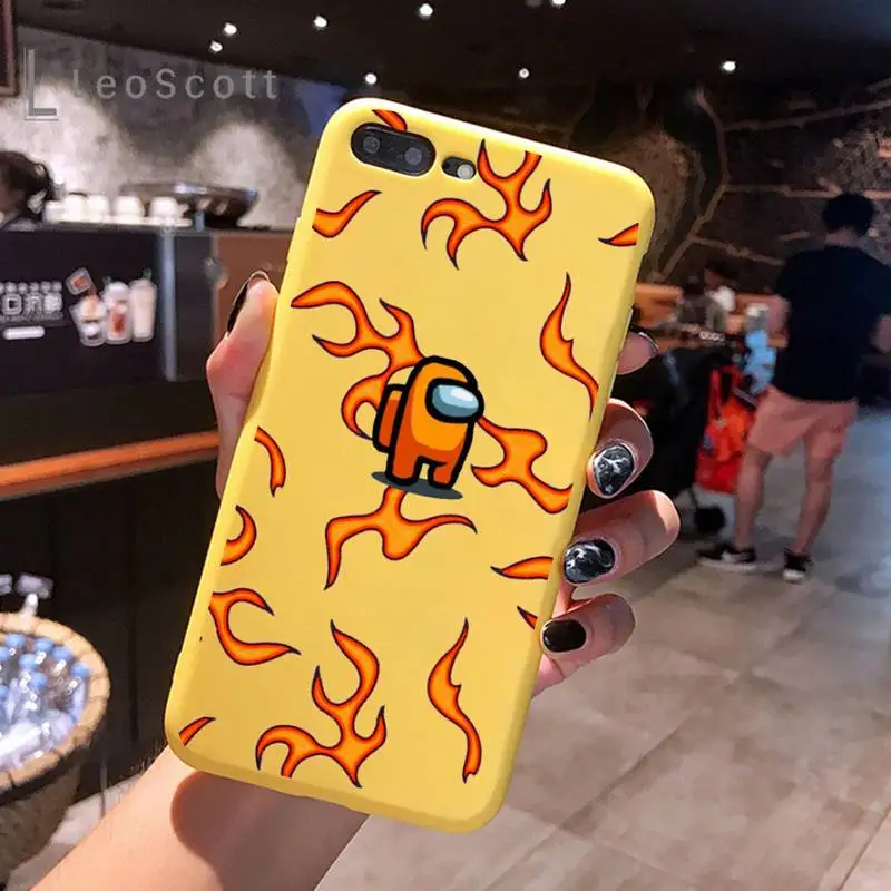 

cute cartoon game among us Phone Case Yellow Candy Color for iPhone 6 7 8 11 12 s mini pro X XS XR MAX Plus