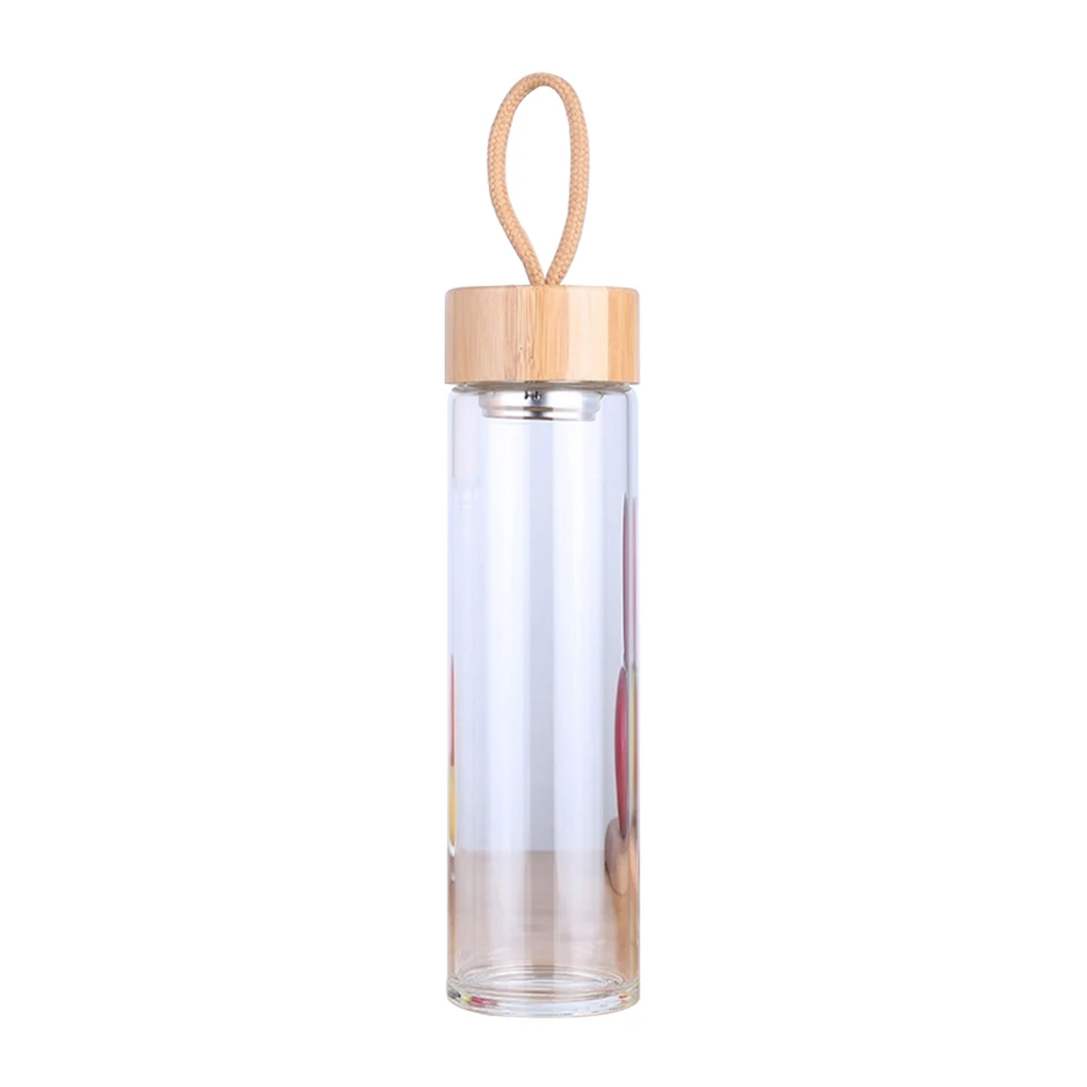 400ml 500ml High Quality Glass Water Bottles Bamboo Lid With Rope Drink Bottled For Beverages Outdoor Brief Portable Tea bottle