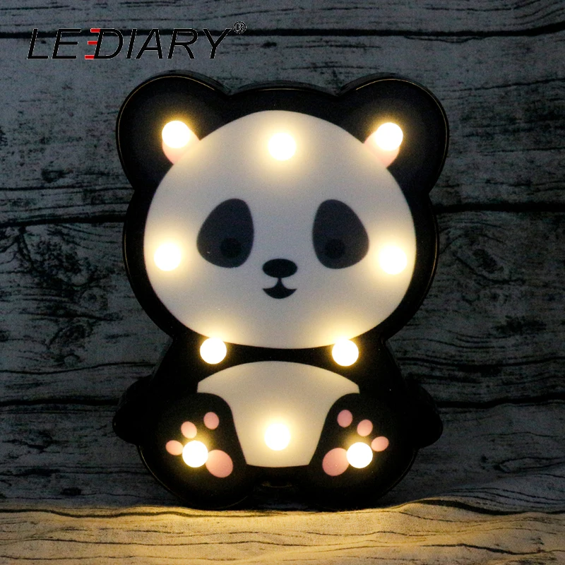 Светодиодный ночник LEDIARY в виде цветных животных 3d-лампа милой панды Льва енота