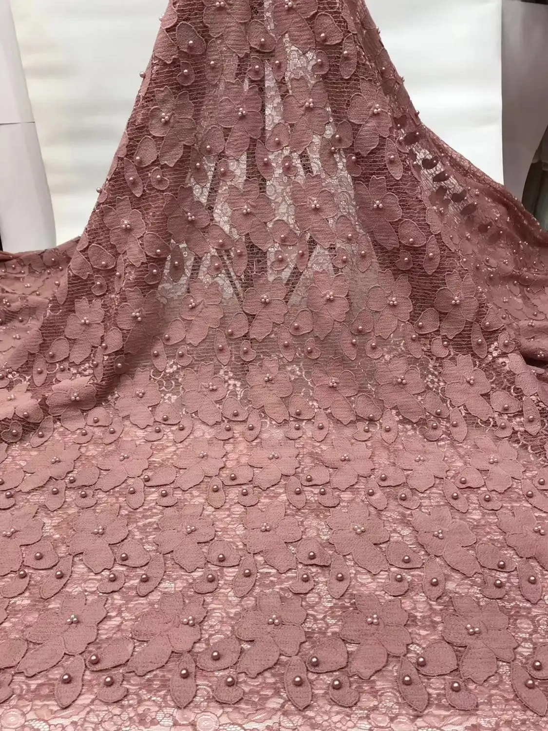 Высококачественная нигерийская кружевная ткань с бисером африканская модная