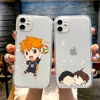 japan anime oya haikyuu love volleyball phone case for iphone 13 12 11 8 7 plus mini x xs xr pro max transparent soft