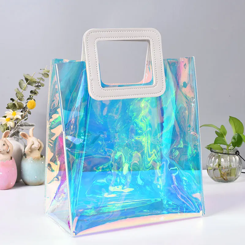 

10pcs Transparent/Laser Jelly Handbag Lady Fashion Cosmetics PVC Waterproof Gift Bag