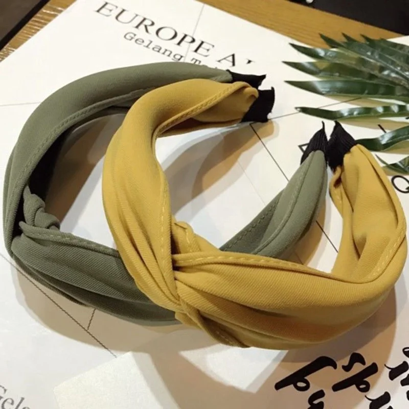 Повязка на голову женская шифоновая с перехлёстом и бантом однотонная| |