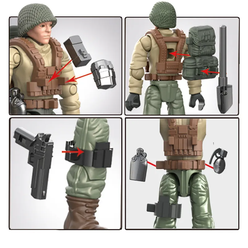 6 шт. Детский конструктор Солдат Второй мировой войны|Игровые фигурки и