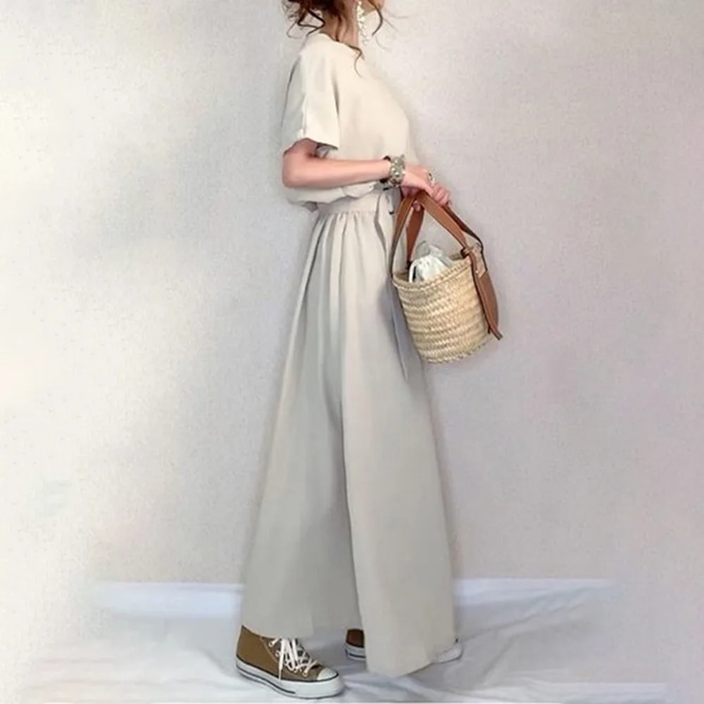 

Dress 2021 New Style Plain Dress Maxi Length Short Sleeve Ladies Fashion Standard Waist Wearing A Line Pullover Suit Summer Wear