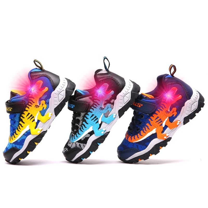 Кроссовки DINOSKULLS для тенниса светящиеся кроссовки мальчиков светодиодный