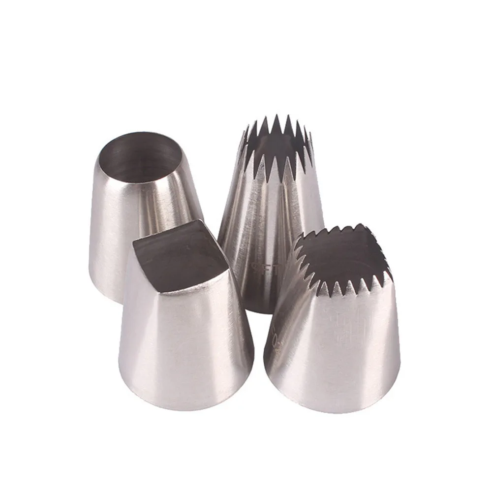 

4Pcs/Set Big Stainless Steel Piping Icing Nozzles Cake Cream Decoration Set Fondant Cookies Cakes Decor Baking Accessories