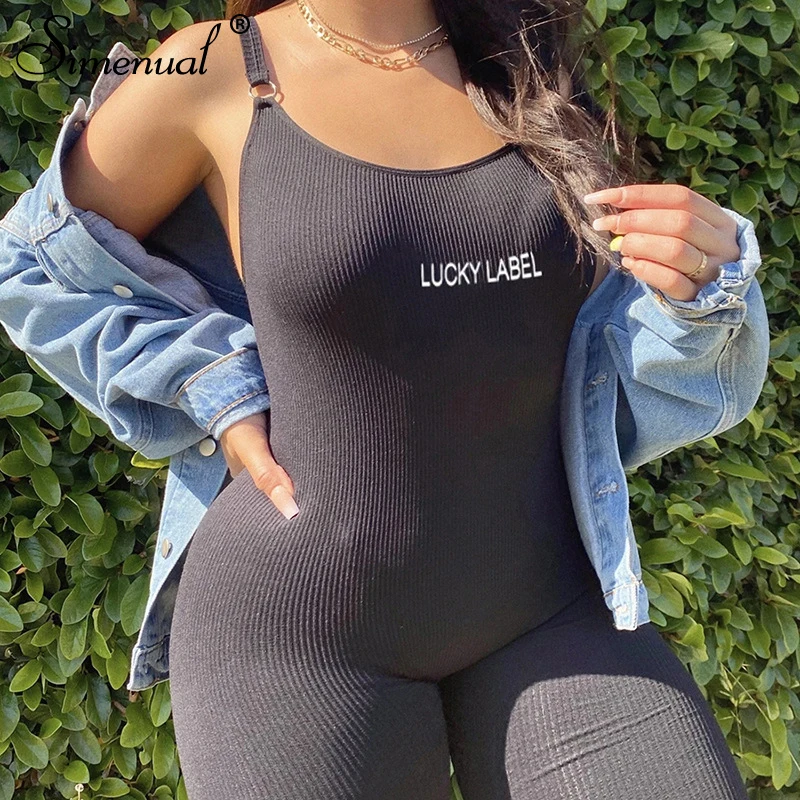 Simenual цельный женский комбинезон с открытой спиной ребристые облегающие